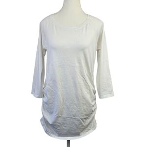Pact Organic Cotton Maternity White 3/4 Sleeve Top Sz L